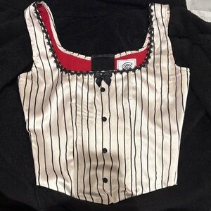 Striped Corset Top with Black Trim + FREE item
